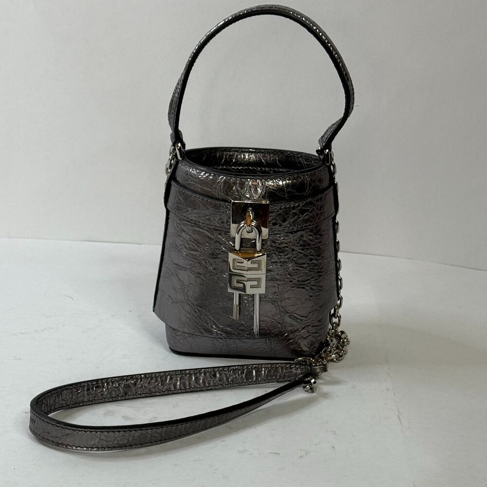 Givenchy Shark Lock Micro Bucket Bag - in Metallized Laminated Leather - Picture 3 of 6